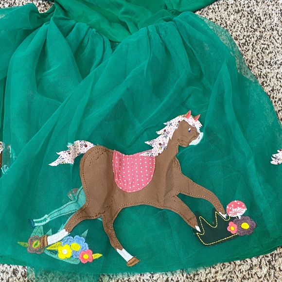 Mini Boden Green Tulle Dress with Horse Appliques - Picture 7 of 8